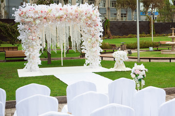 wedding ceremony decoration, beautiful fresh wedding arch