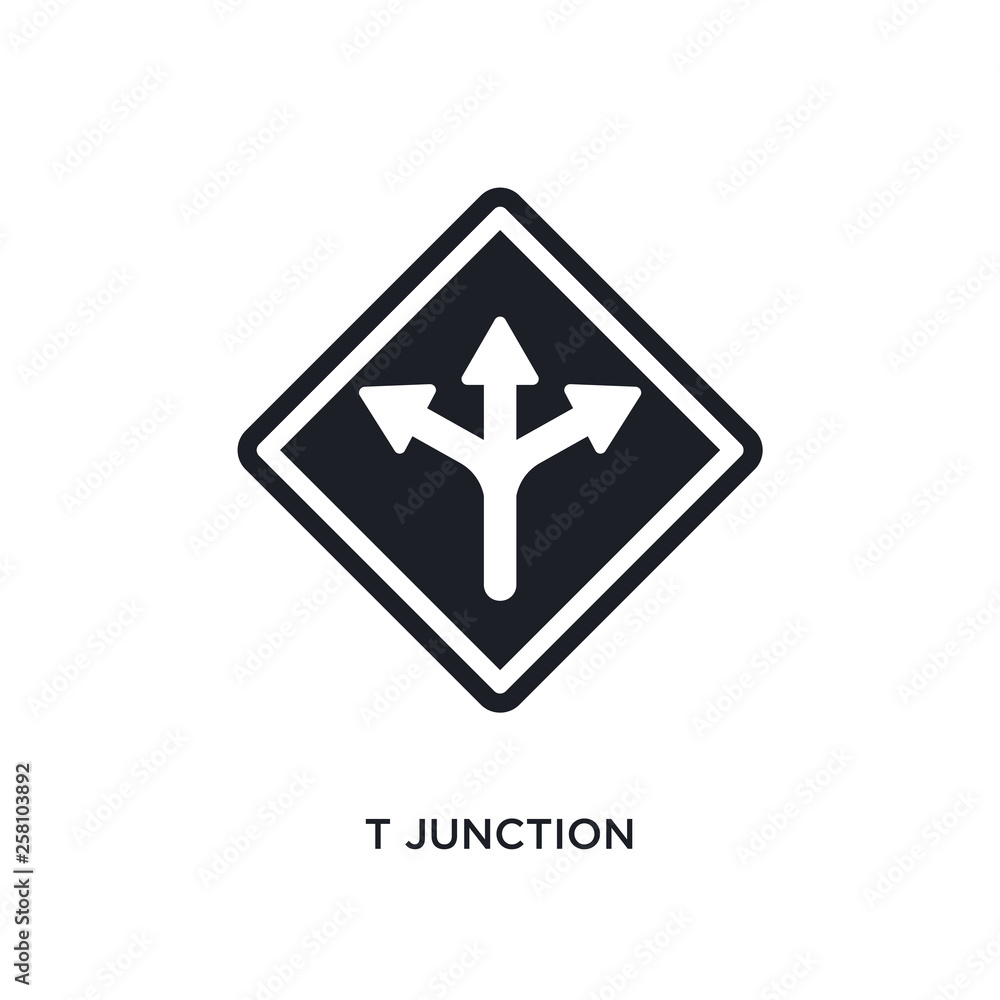 Poster t junction isolated icon. simple element illustration from traffic signs concept icons. t junction e