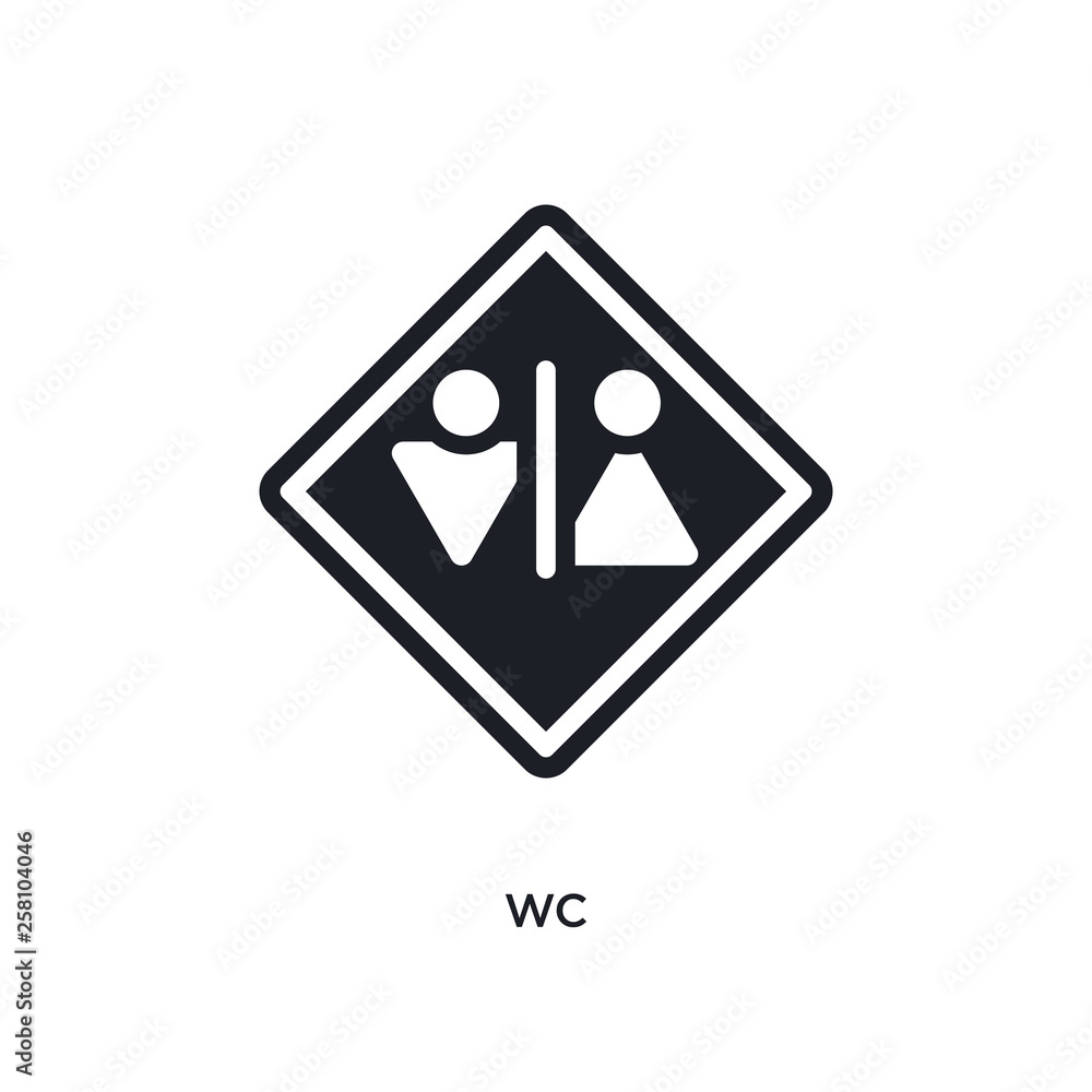 Poster wc isolated icon. simple element illustration from traffic signs concept icons. wc editable logo sig