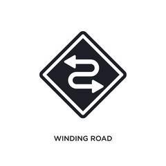 winding road isolated icon. simple element illustration from traffic signs concept icons. winding road editable logo sign symbol design on white background. can be use for web and mobile