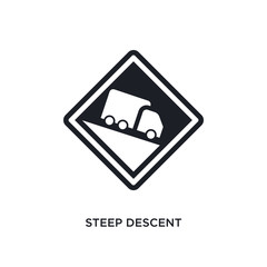 steep descent isolated icon. simple element illustration from traffic sign concept icons. steep descent editable logo sign symbol design on white background. can be use for web and mobile