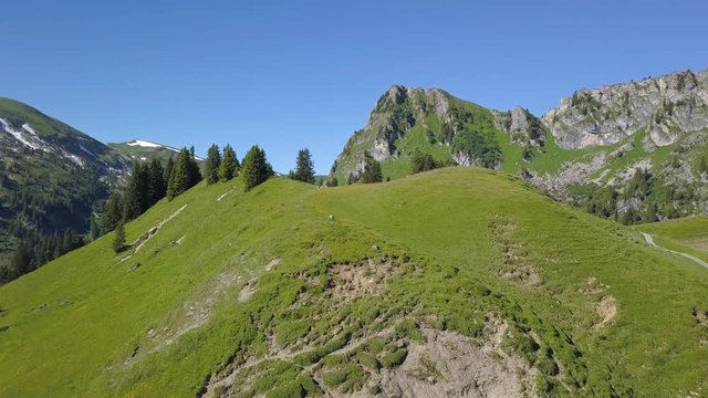 Switzerland. Picturesque landscape of Alpine mountains and mountain lake.