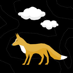 Abstract cute paper cut fox pattern. Childish crafted fox for design birthday card, veterinarian clinic poster, pet shop sale advertising, bag print etc.