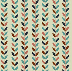 Vector illustration of geometric leaves seamless pattern. Floral organic background.