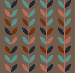 Vector illustration of geometric leaves seamless pattern. Floral organic background.