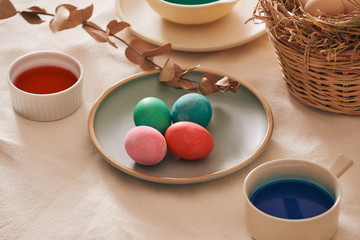Eggs preparing paint for easter day.