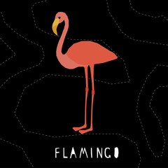Abstract cute paper cut flamingo pattern. Childish crafted flamingo portrait for design birthday card, veterinarian clinic poster, pet shop sale advertising, bag or t shirt print etc.