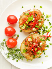 Stuffed potato halfs
