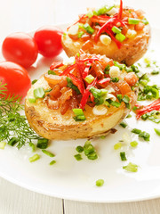 Stuffed potato halfs