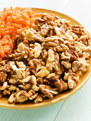 Walnuts and candied fruits