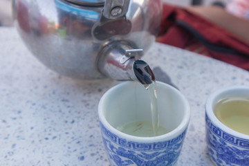 close up of Morning tea in dim sum restaurant at Southern Thailand