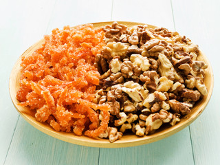 Walnuts and candied fruits