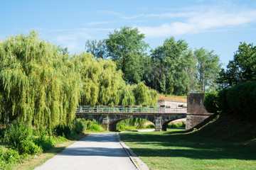 bridge and hiking path along citadel of Lille, France