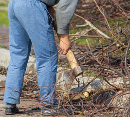 A man with an ax in his hand