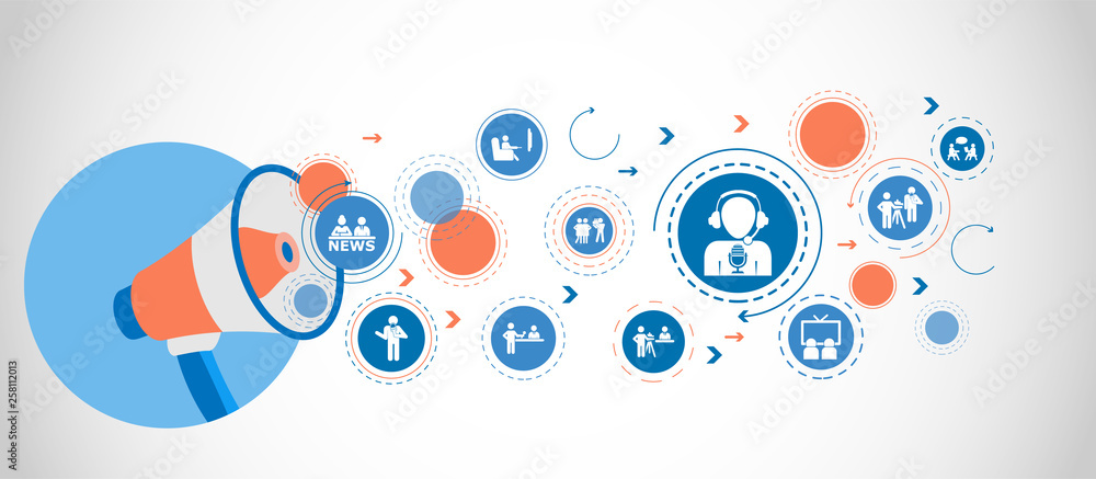 Poster man with microphone vector icon. detailed set icons of media element icon. premium quality graphic d