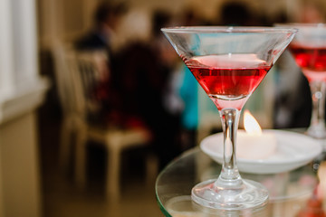 Festive banquet. .A glass of red wine