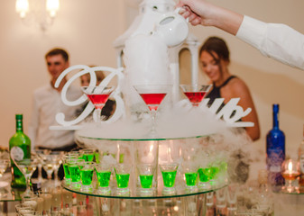 Festive banquet. Different alcoholic beverages