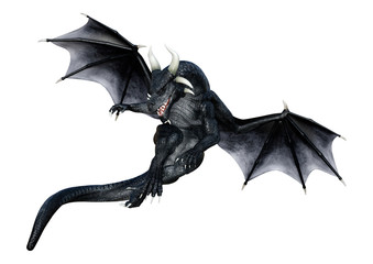 3D Rendering Fairy Tale Dragon on White