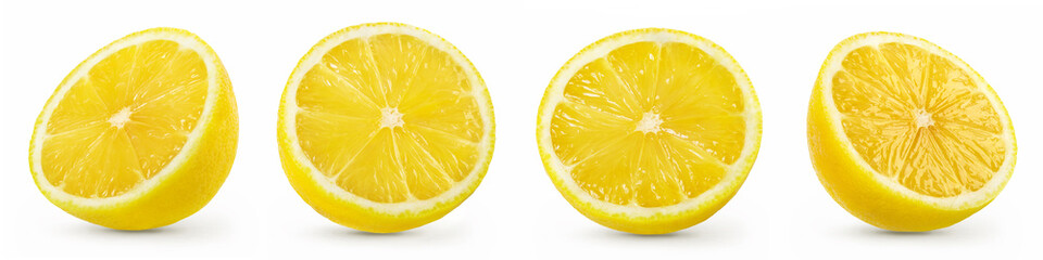 A half of lemon isolated on white background.  Collection.