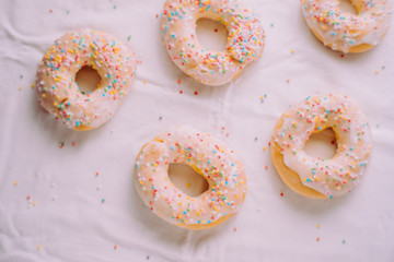 glazed donuts on white background