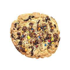 Big chocolate chip cookie isolated on white background
