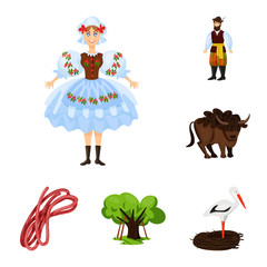 Vector illustration of poland and travel sign. Collection of poland and europe vector icon for stock.