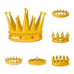 Vector illustration of monarchy and gold icon. Set of monarchy and heraldic stock vector illustration.