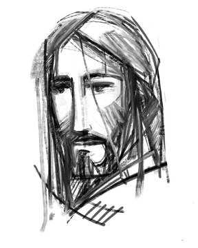 Jesus Christ Face ink digital illustration