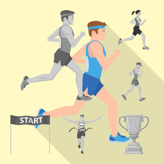 Vector design of success and marathon symbol. Set of success and winner stock vector illustration.