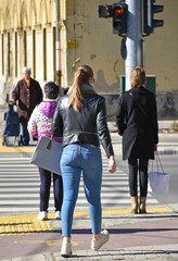 Women at the pedestrian crossing