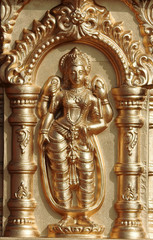 Fototapeta na wymiar Closeup view of Hindu God Vishnu idol in a temple