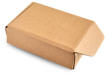 cardboard box isolated on a white background.