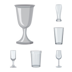 Vector design of dishes and container sign. Set of dishes and glassware stock vector illustration.