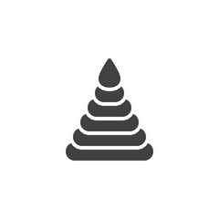 Baby pyramid toy vector icon. filled flat sign for mobile concept and web design. Tower stacking toy glyph icon. Symbol, logo illustration. Pixel perfect vector graphics