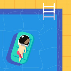 astronaut vacation swimming pool