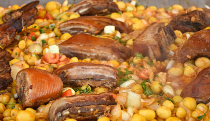 Roasted pork with potato and vegetables