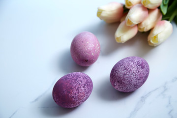 Purple Easter Egg with Tulip Bouquet