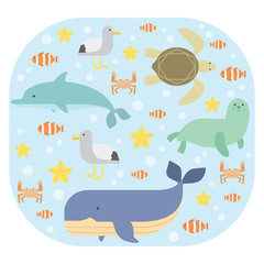 sea animals art cartoon background
