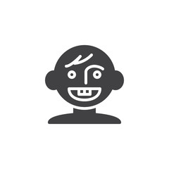Baby first teeth vector icon. filled flat sign for mobile concept and web design. Laughing baby boy toddler glyph icon. Symbol, logo illustration. Pixel perfect vector graphics