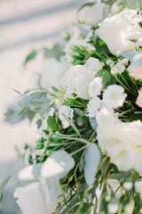  flower arrangement at a wedding ceremony