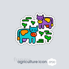 Cow on a pasture icon