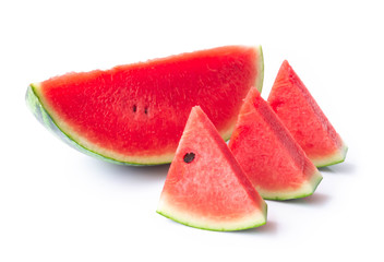 Watermelon with sliced on white background, fruit for healthy concept, selective focus