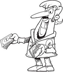 Man shows a wallet with money