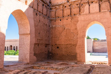 Archways at the Ruins of the El Badi Palace in Marrakech Morocco