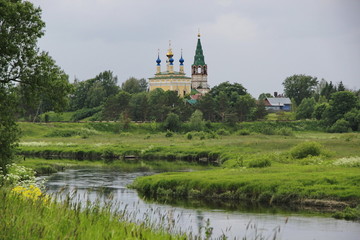 Obraz premium view of the old village temple