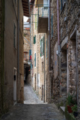 Fototapeta na wymiar Typical Italian narrow street, Apricale, Italy