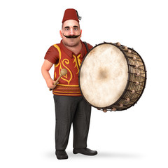 Ramadan Drummer and drum 3d rendered