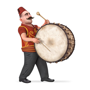 Ramadan Drummer and drum 3d rendered