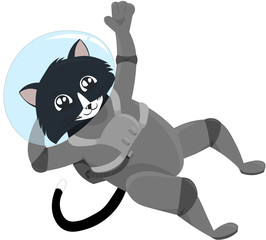 Cat cosmonaut in the helmet. Design for a holiday, postcards, clothing, stationery. Illustrations for children. © kasimasimik