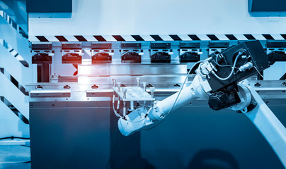 robotic pneumatic piston sucker unit on industrial machine, automation compressed air factory...
